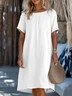 Plain Regular Fit Casual Crew Neck Dress With No
