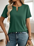 Women Plain V Neck Casual Short Sleeve T-shirt