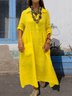 Casual Plain Shirt Collar Maxi Dress