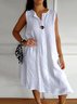 Casual V Neck Plain Regular Fit Dress With No