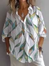 Women's Long Sleeve Shirt Spring/Fall White Floral Printing Shirt Collar Daily Going Out Casual Top