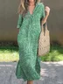 Casual Floral Printing V Neck Maxi Dress