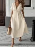 Vacation Plain Lace-up V Neck Maxi Dress