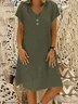 Casual Plain V Neck Midi Dress