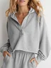 Casual Plain Long Sleeve Hoodie