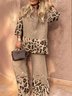 Casual Animal Print Crew Neck Two-Piece Set