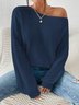 Casual Regular Fit Off The Shoulder Sweater
