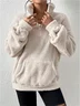 Split Joint Casual Loose Plush And Fleece Women's Stand Collar Zipper Sweatshirt