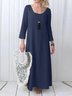 Casual Plain Crew Neck Maxi Dress