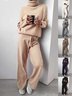 Women's Adjustable Strap Plain Daily Going Out Two-Piece Set Khaki Casual Spring/Fall Top With Pants Matching Set