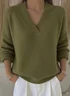 Plain Casual V Neck Loose Sweater