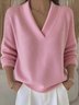 Casual Plain V Neck Sweater