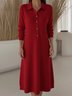 Shawl Collar Casual Plain Loose Sweater Dress With No