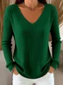 Casual Plain V Neck Sweater