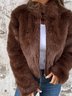 Split Joint Faux Fur Simple Leather & Faux Leather