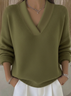 Casual Plain Split Joint Cotton Sweater