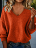 Wool/Knitting Loose Lady Romance V Neck Sweater